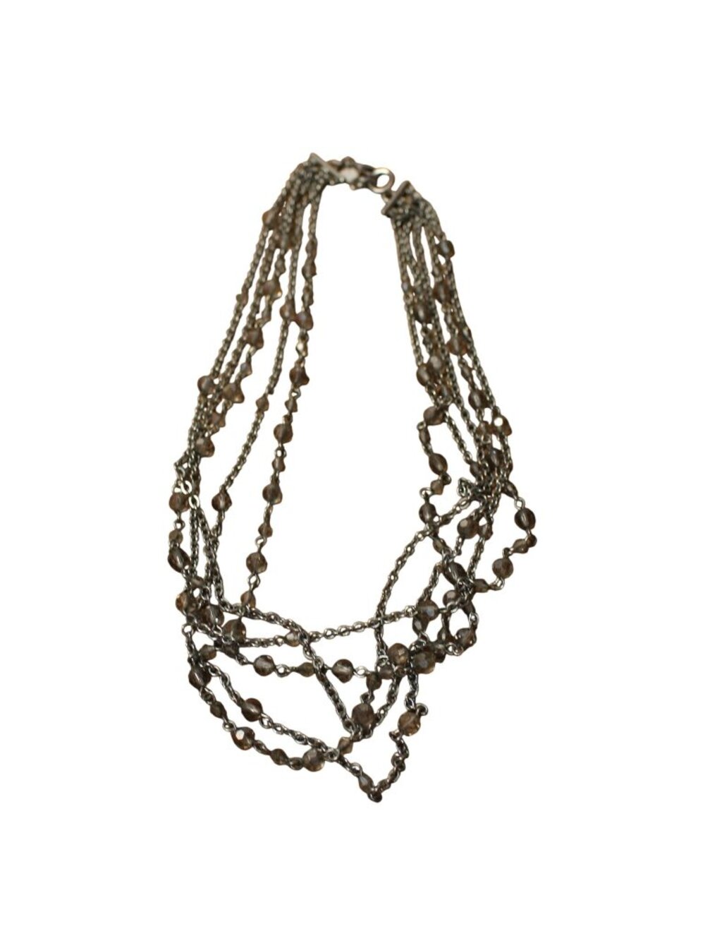 Banana Republic Multi-Strand Smoky Gray Faceted Bead Necklace